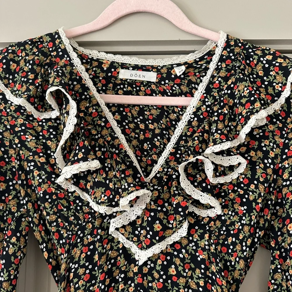 Doen NWOT Eugenie Black Floral Dress - Size XS - Picture 5 of 10